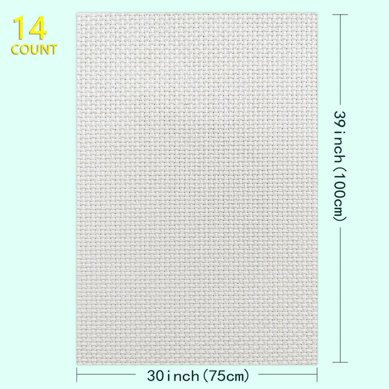 Zhenqing Aida Cloth 14 Count Cross Stitch Fabric Cross Stitch Aida Cloth for Embroidery and Needlework (White, 30 * 39inch) - Image 2